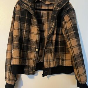 Vici Plaid Jacket in Black and Tan
